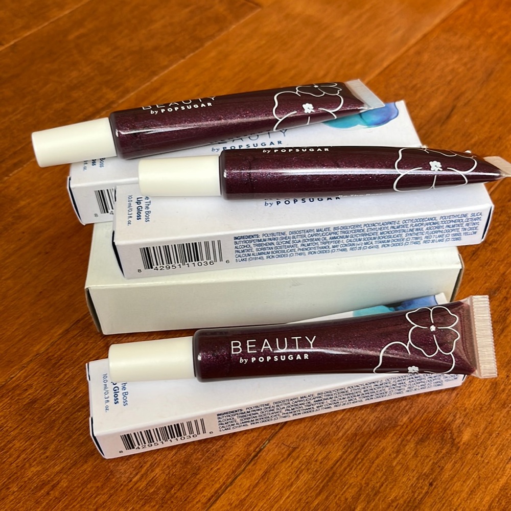 NIB 3 Beauty by PopSugar Be The Boss Lip Gloss 08 Disturbia 0.3 oz